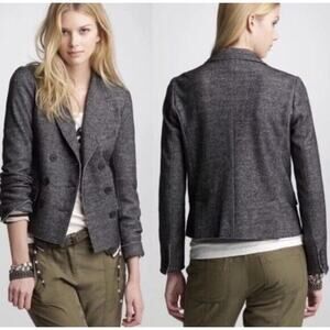 J Crew Thandie Stretch Wool Blend Black Gray Marled Tweed Blazer Jacket Womens 6